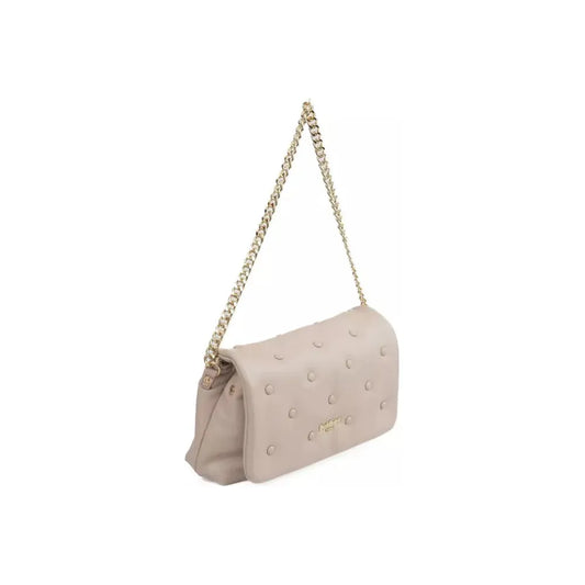 Baldinini Trend Chic Pink Leather Shoulder Bag with Golden Accents pink-polyethylene-shoulder-bag-1