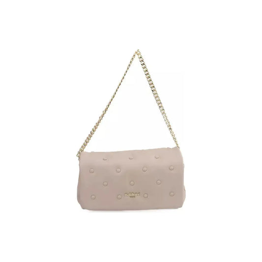 Baldinini Trend Chic Pink Leather Shoulder Bag with Golden Accents pink-polyethylene-shoulder-bag-1