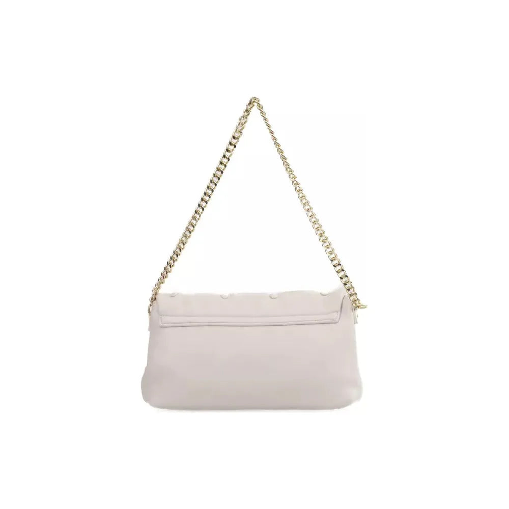 Baldinini Trend Elegant Beige Leather Shoulder Bag with Golden Accents beige-polyethylene-shoulder-bag-2