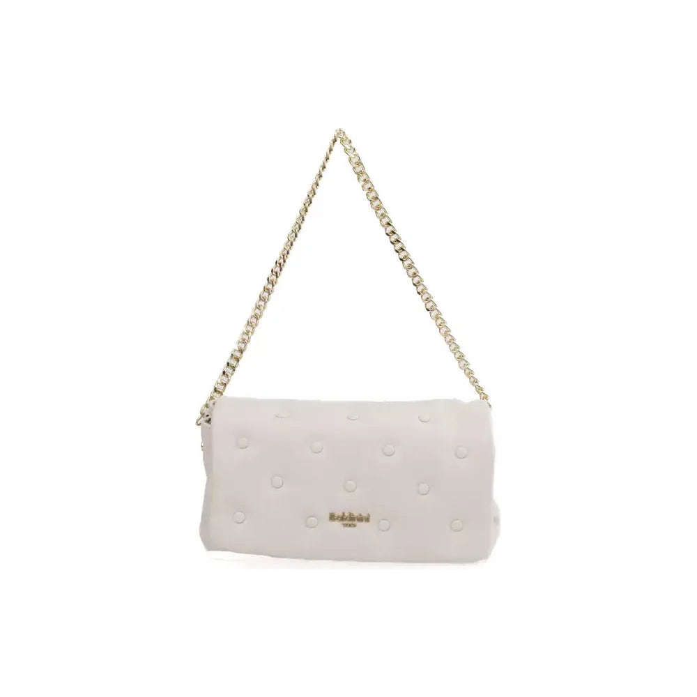 Baldinini Trend Elegant Beige Leather Shoulder Bag with Golden Accents beige-polyethylene-shoulder-bag-2