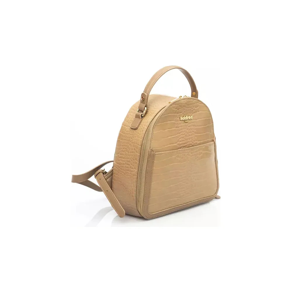 Baldinini Trend Elegant Beige Backpack with Golden Accents beige-polyethylene-handbag