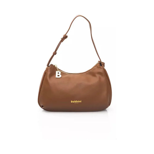 Baldinini Trend Chic Brown Polyethylene Shoulder Bag with Golden Details brown-polyethylene-shoulder-bag-1