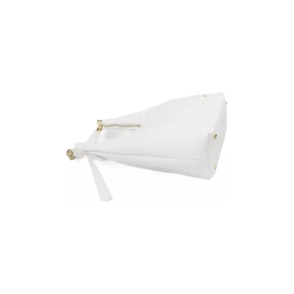 Baldinini Trend Chic White Shoulder Bag with Golden Accents white-polyethylene-shoulder-bag