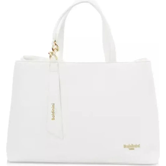 Baldinini Trend Elegant White Shoulder Bag with Golden Accents white-polyurethane-handbag-9