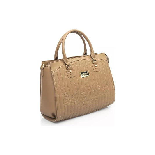 Baldinini Trend Beige Golden Detail Shoulder Bag beige-polyethylene-handbag-7