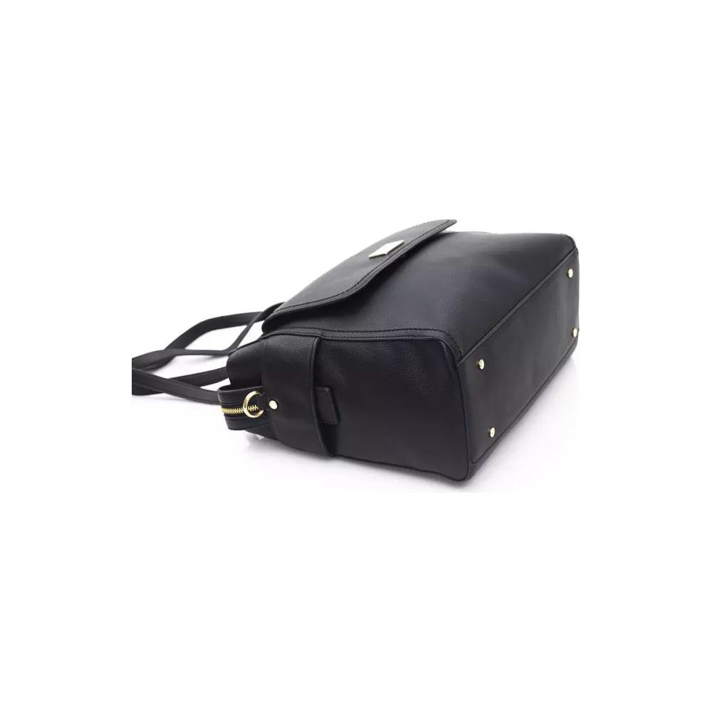 Baldinini Trend Elegant Black Shoulder Bag with Golden Accents elegant-black-shoulder-bag-with-golden-accents