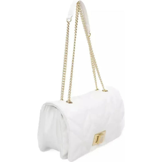 Baldinini Trend Elegant White Shoulder Bag with Golden Accents white-polyurethane-shoulder-bag-1