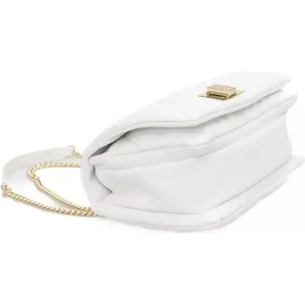 Baldinini Trend Elegant White Shoulder Bag with Golden Accents white-polyurethane-shoulder-bag-1