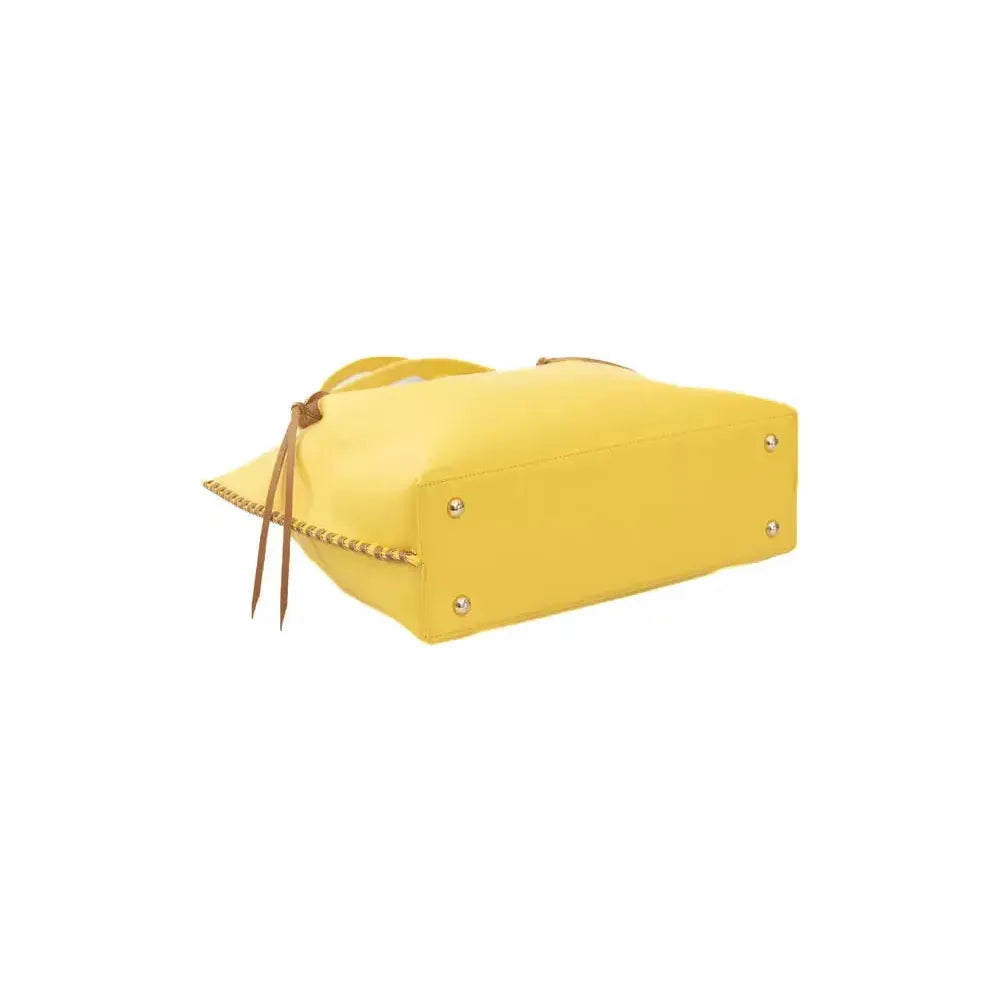 Baldinini Trend Chic Yellow Handbag with Golden Accents yellow-polyuretane-handbag product-23366-1129966775-dfdda36e-80d.webp