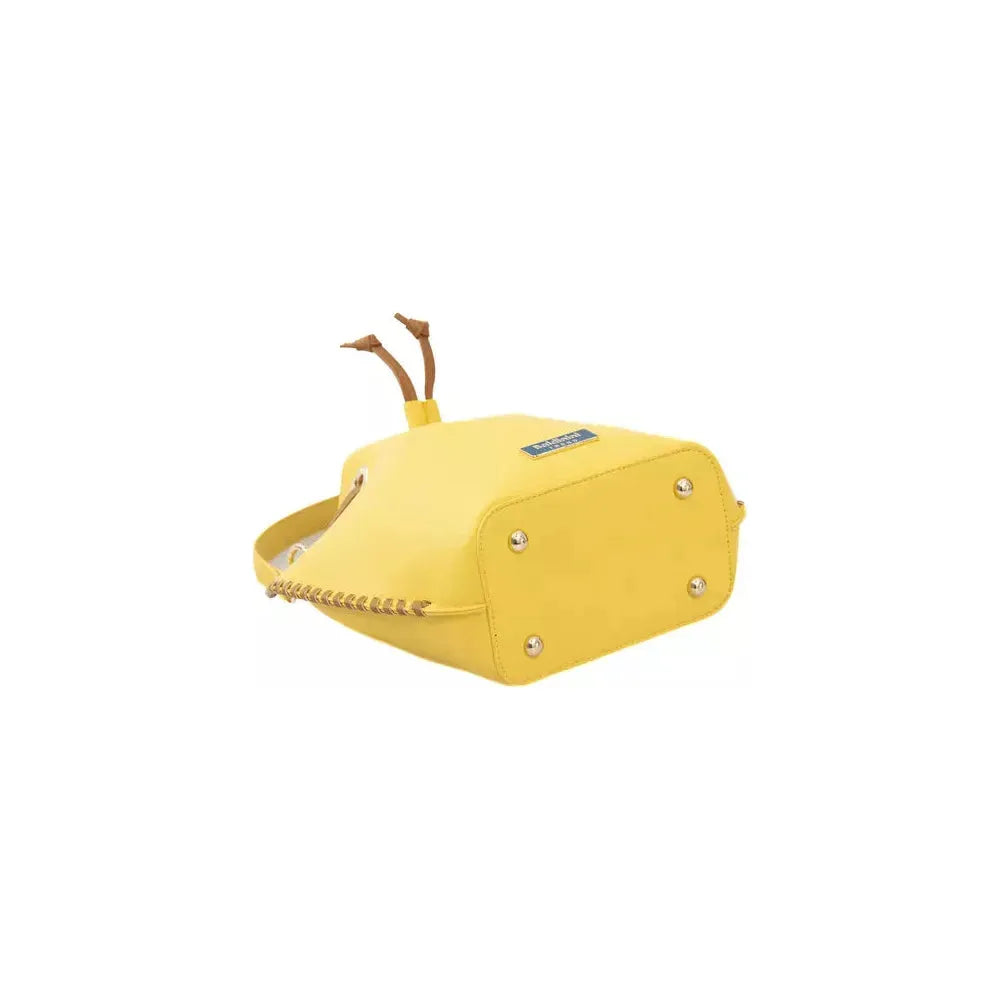 Baldinini Trend Golden Detail Yellow Shoulder Bag yellow-polyuretane-crossbody-bag-1
