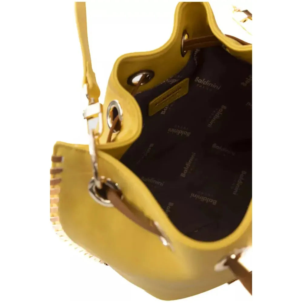 Baldinini Trend Golden Detail Yellow Shoulder Bag yellow-polyuretane-crossbody-bag-1