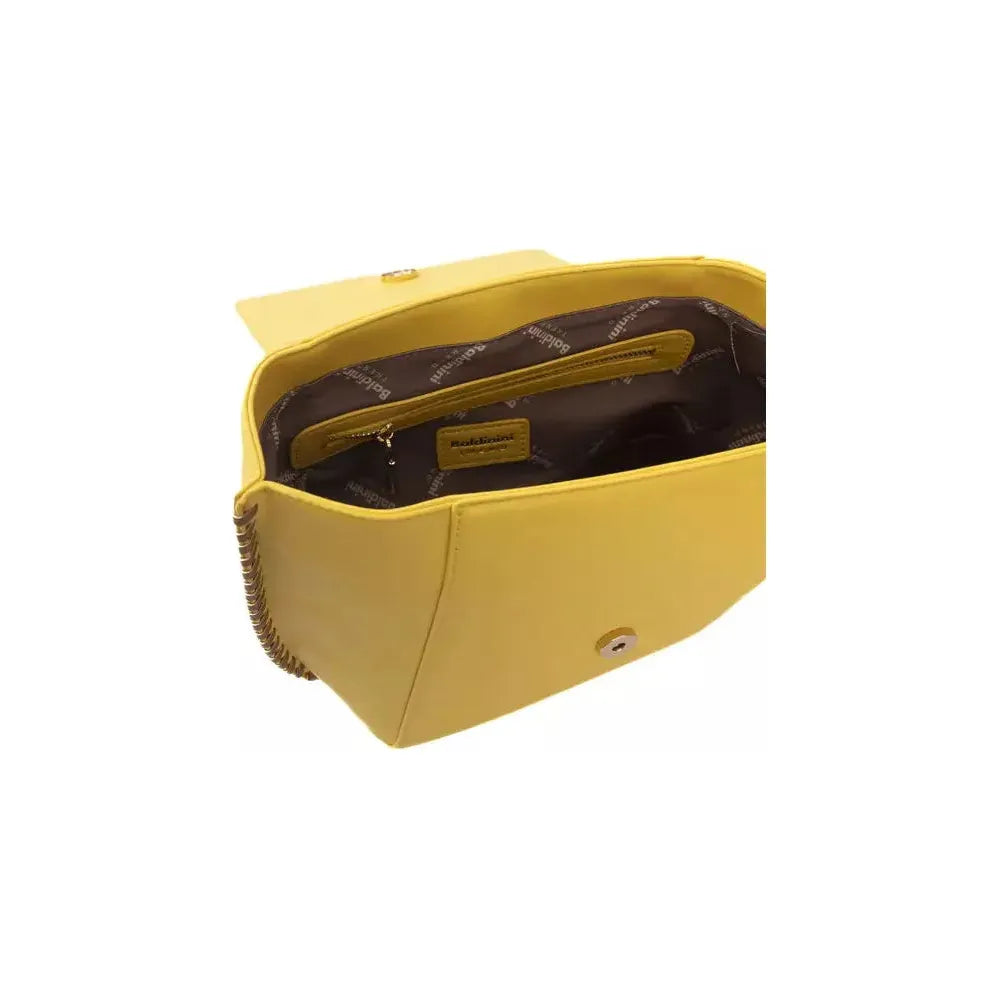 Baldinini Trend Elegant Yellow Shoulder Flap Bag with Golden Details yellow-polyuretane-crossbody-bag-2 product-23368-1636932656-802a9015-98e.webp