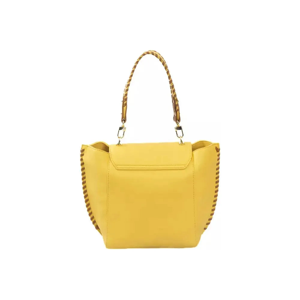 Baldinini Trend Elegant Yellow Shoulder Flap Bag with Golden Details yellow-polyuretane-crossbody-bag-2
