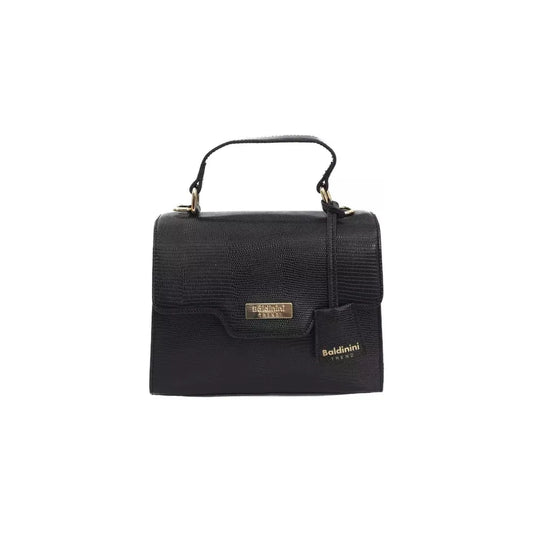 Baldinini Trend Elegant Black Shoulder Bag with Golden Accents black-polyuretane-crossbody-bag-5