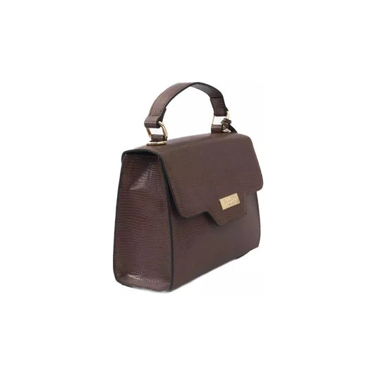 Baldinini Trend Elegant Brown Shoulder Flap Bag with Golden Accents brown-polyuretane-crossbody-bag-3
