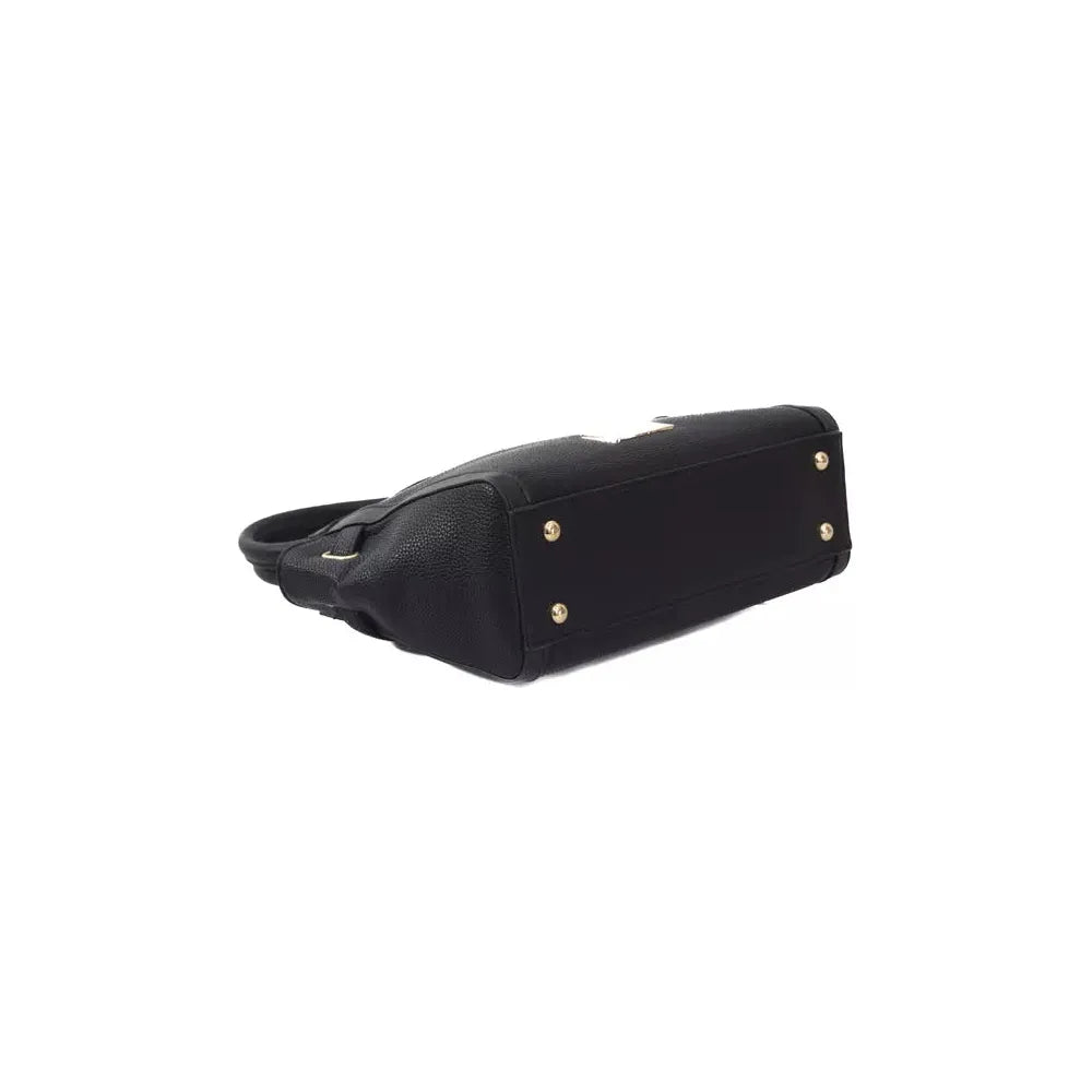 Baldinini Trend Elegant Black Shoulder Bag with Golden Accents black-polyuretane-crossbody-bag-2