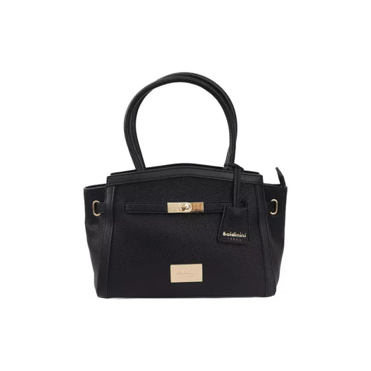 Baldinini Trend Elegant Black Shoulder Bag with Golden Accents black-polyuretane-crossbody-bag-2