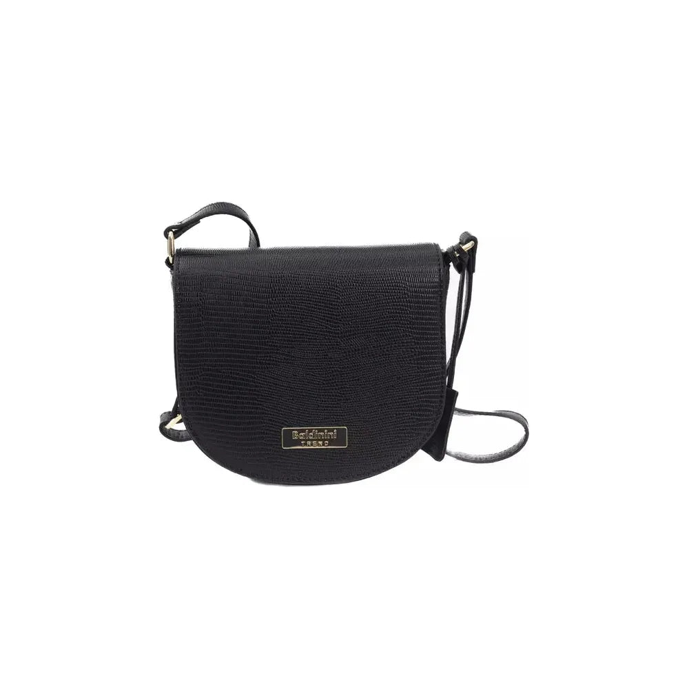 Baldinini Trend Elegant Black Shoulder Flap Bag with Golden Accents black-polyuretane-crossbody-bag-3