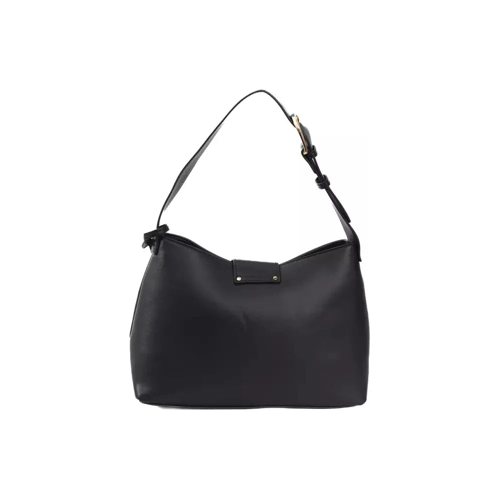 Baldinini Trend Chic Black Golden-Detailed Designer Handbag black-polyuretane-handbag