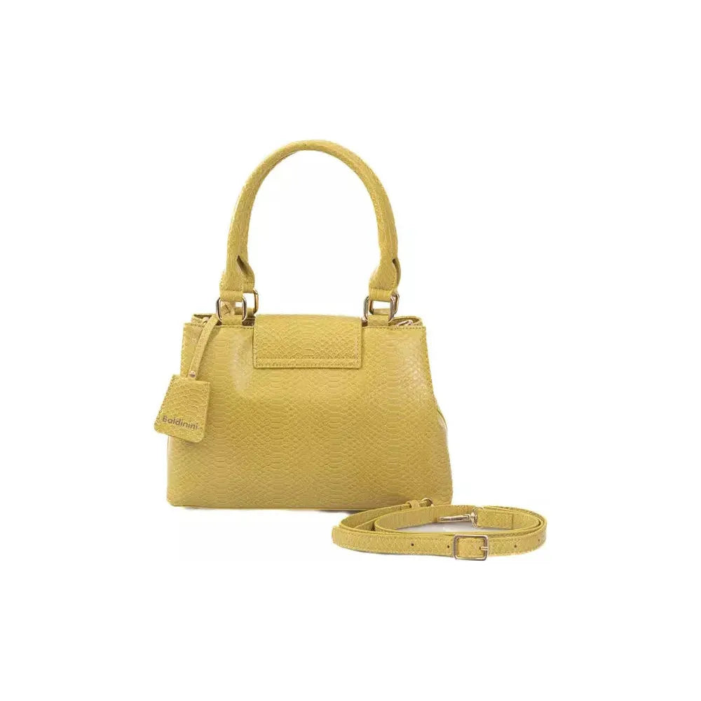 Baldinini Trend Elegant Yellow Double-Compartment Shoulder Bag yellow-polyuretane-crossbody-bag
