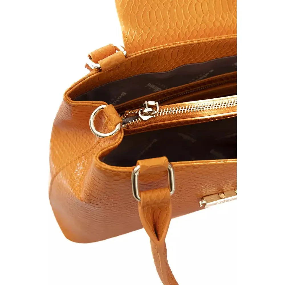 Baldinini Trend Chic Orange Shoulder Flap Bag with Golden Accents orange-polyuretane-crossbody-bag