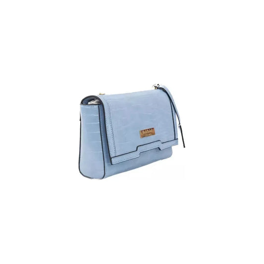Baldinini Trend Chic Light Blue Shoulder Flap Bag with Golden Accents light-blue-polyuretane-crossbody-bag