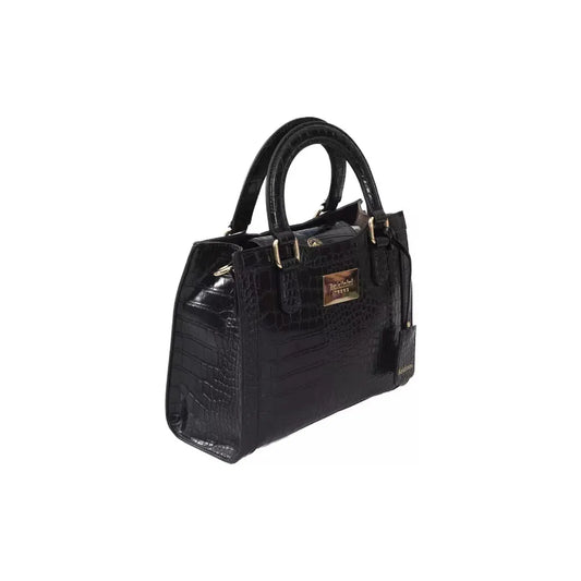 Baldinini Trend Elegant Black Shoulder Bag with Golden Accents black-polyuretane-crossbody-bag