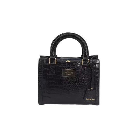 Baldinini Trend Elegant Black Shoulder Bag with Golden Accents black-polyuretane-crossbody-bag
