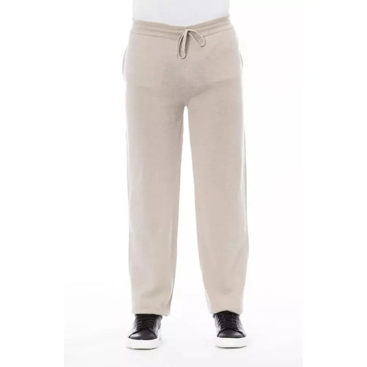 Alpha Studio Chic Beige Drawstring Trousers for Men beige-lw-jeans-pant