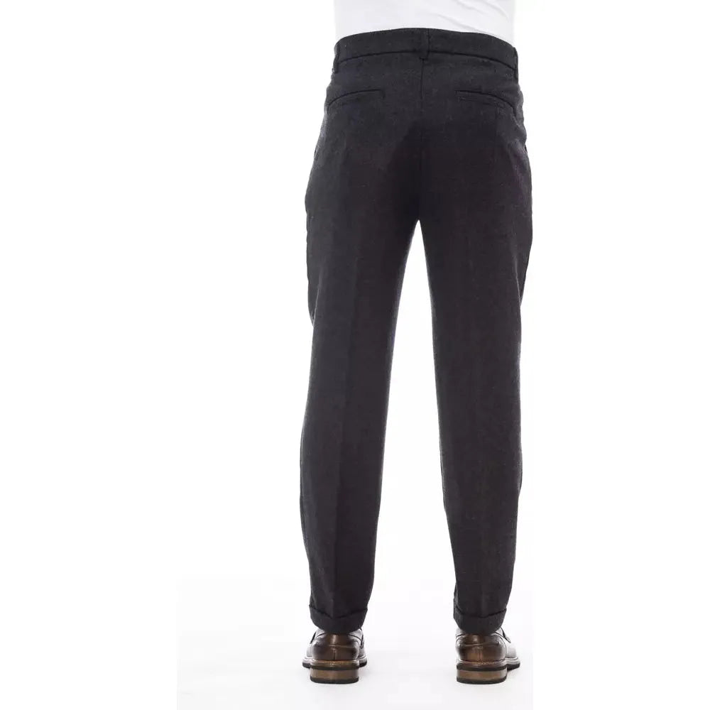 Alpha Studio Elegant Gray Wool Blend Trousers gray-wool-jeans-pant-4
