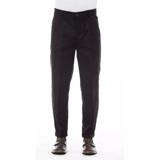 Alpha Studio Elegant Brown Wool-Blend Trousers brown-wool-jeans-pant