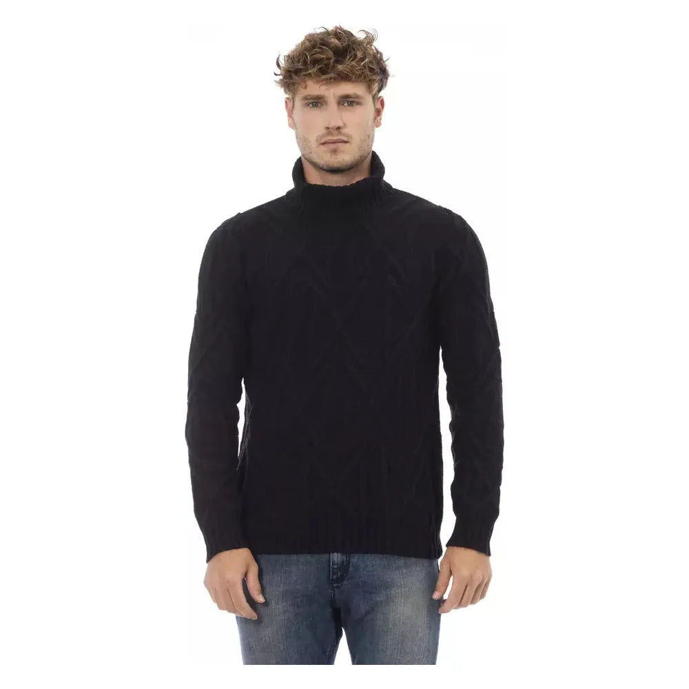 Alpha Studio Elegant Turtleneck Sweater in Timeless Black black-merino-wool-sweater-1