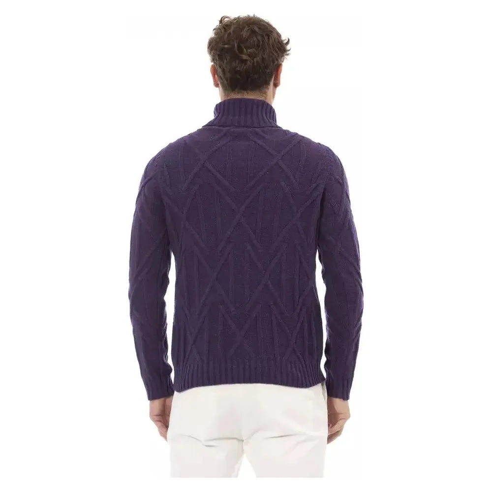 Alpha Studio Regal Purple Turtleneck Essential Sweater purple-merino-wool-sweater-2 product-23405-1863788445-5f9fce70-d92.webp