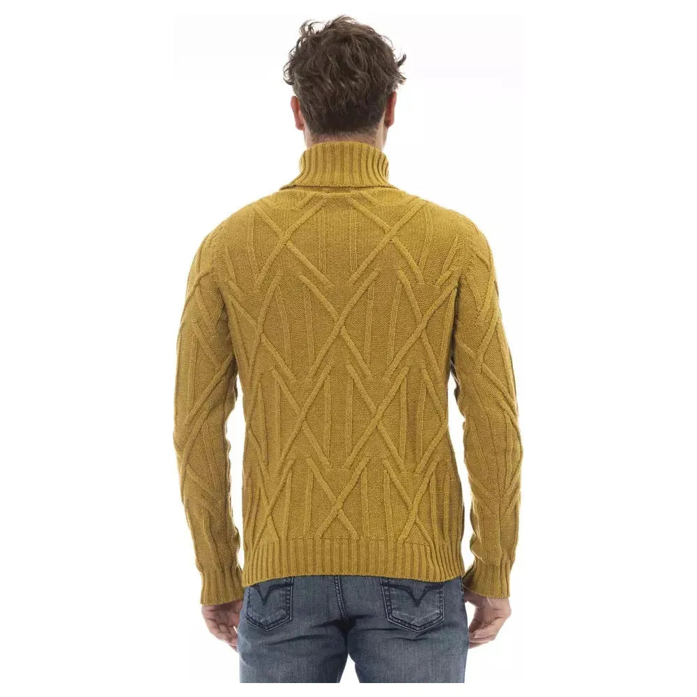 Alpha Studio Chic Yellow Turtleneck Sweater yellow-merino-wool-sweater product-23406-15493428-4405ac85-e64.webp
