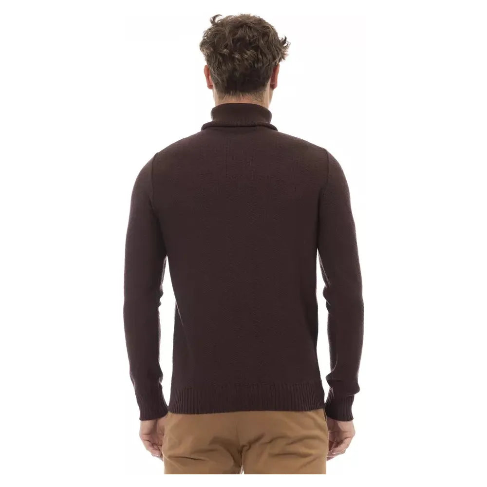 Alpha Studio Merino Wool Turtleneck Sweater - Elegant Brown brown-merino-wool-sweater