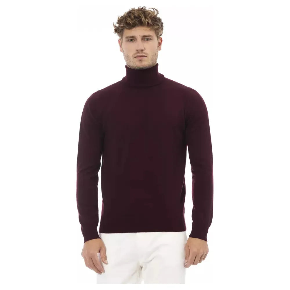 Alpha Studio Elegant Burgundy Turtleneck Sweater for Men burgundy-lw-sweater