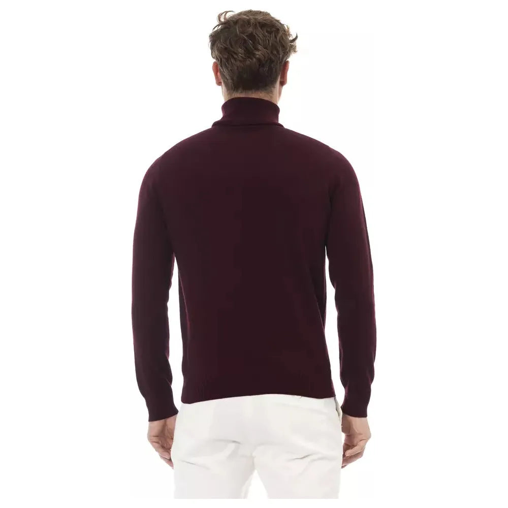 Alpha Studio Elegant Burgundy Turtleneck Sweater for Men burgundy-lw-sweater