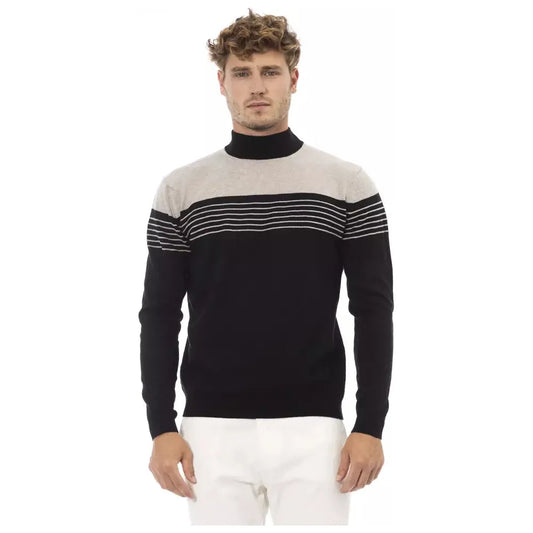 Alpha Studio Elegant Mock Neck Ribbed Sweater black-viscose-sweater-6 product-23416-234403934-c3b039d7-b6d.webp