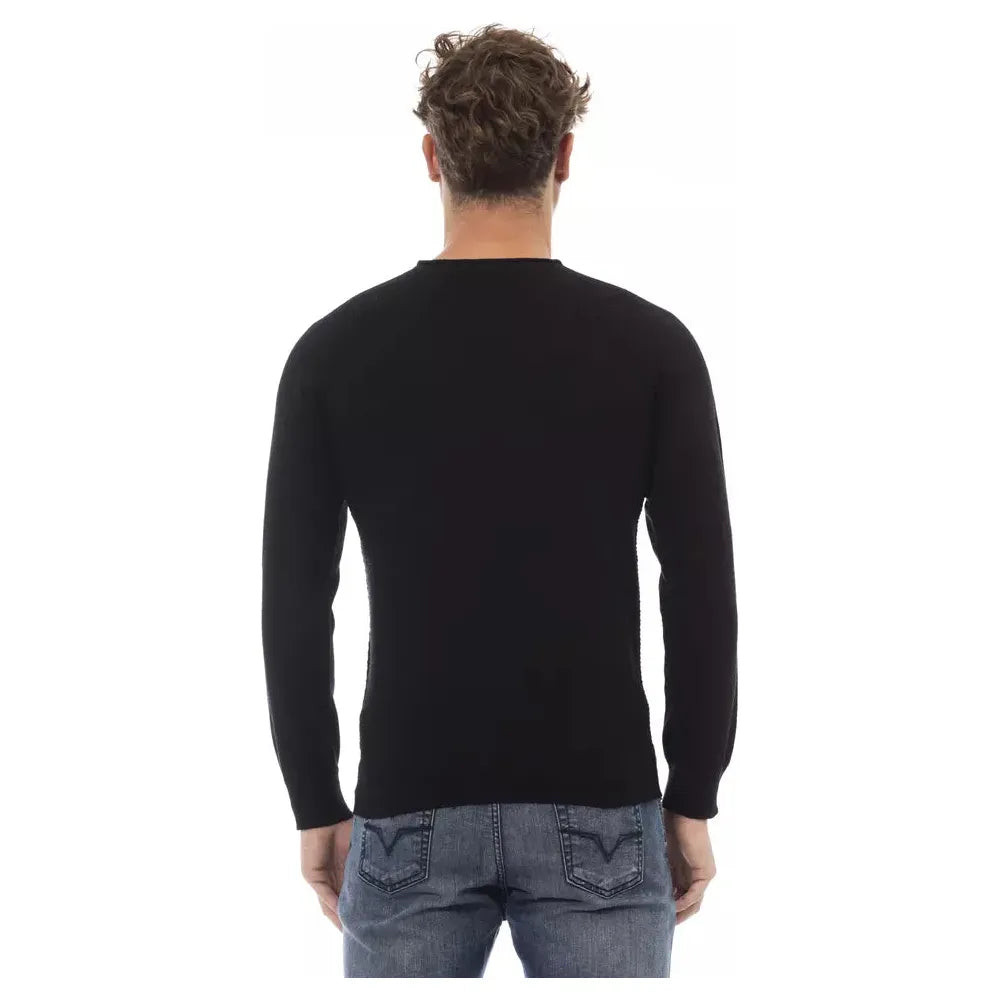 Alpha Studio Sleek Crewneck Sweater in Luxe Fabric Blend black-viscose-sweater-4 product-23421-844918333-dadd99b6-034.webp