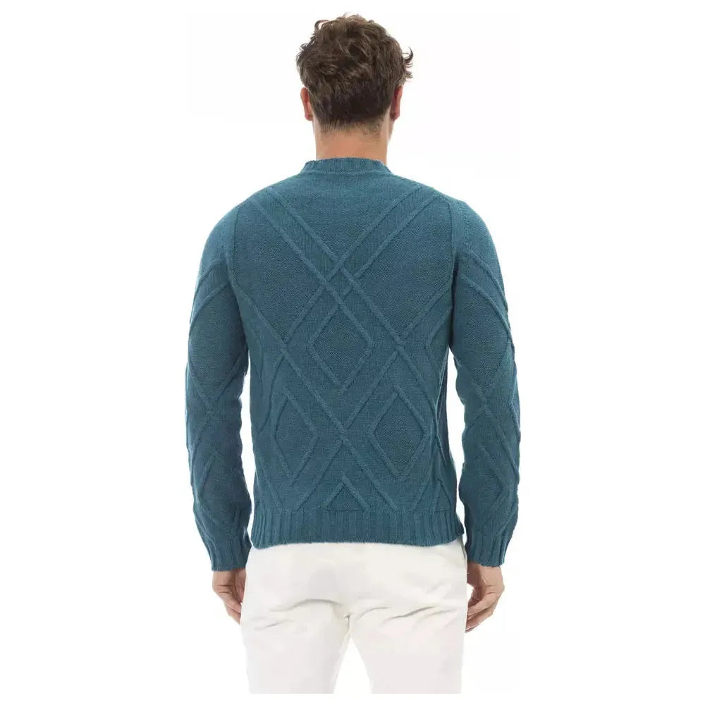 Alpha Studio Teal Crewneck Luxe Sweater teal-merino-wool-sweater