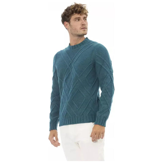Alpha Studio Teal Crewneck Luxe Sweater teal-merino-wool-sweater