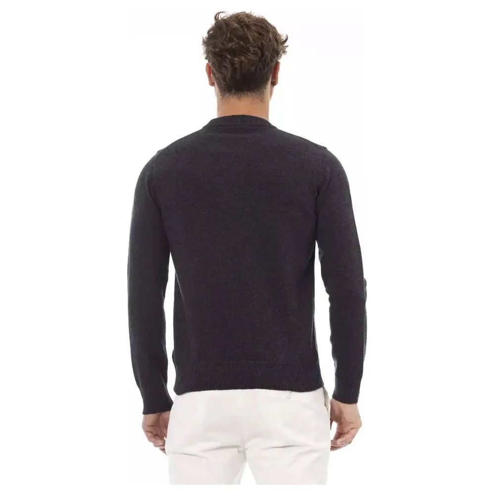Alpha Studio Elegant Crewneck Wool Sweater in Timeless Black black-wool-sweater-2