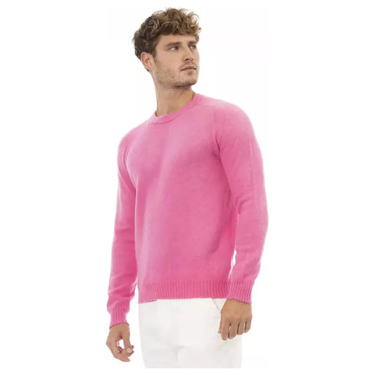 Alpha Studio Elegant Crewneck Long Sleeve Pink Sweater pink-lw-sweater-1