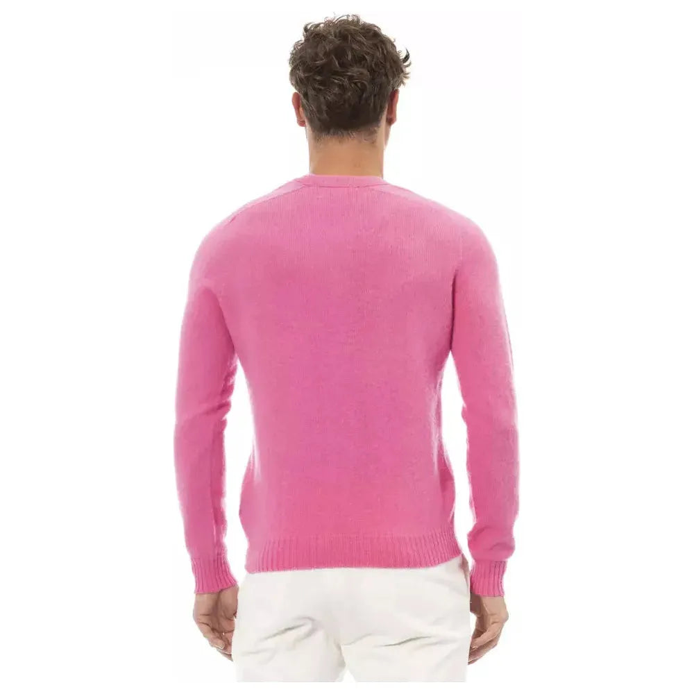 Alpha Studio Elegant Crewneck Long Sleeve Pink Sweater pink-lw-sweater-1 product-23430-1956034262-14c0eb19-252.webp