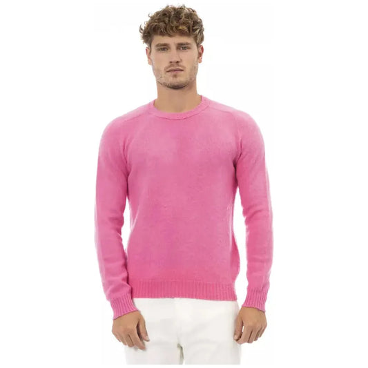 Alpha Studio Elegant Crewneck Long Sleeve Pink Sweater pink-lw-sweater-1