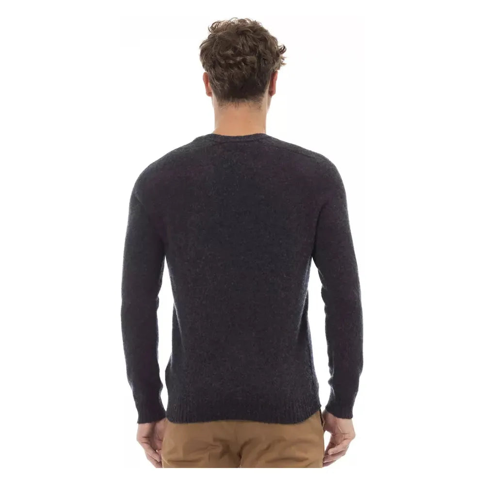 Alpha Studio Elegant Crewneck Black Sweater black-lw-sweater
