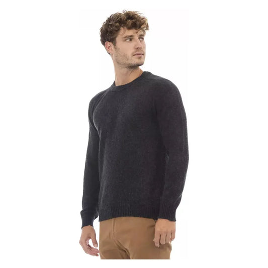 Alpha Studio Elegant Crewneck Black Sweater black-lw-sweater