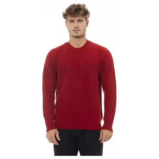 Alpha Studio Elegant Crewneck Wool Sweater in Bold Red red-wool-sweater