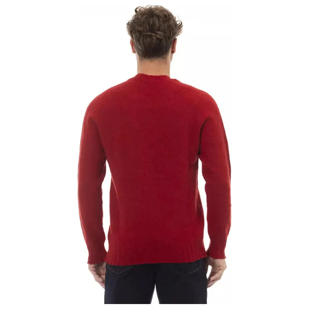 Alpha Studio Elegant Crewneck Wool Sweater in Bold Red red-wool-sweater
