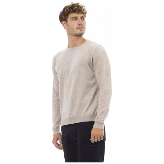 Alpha Studio Beige Crewneck Comfort Blend Sweater beige-viscose-sweater-5